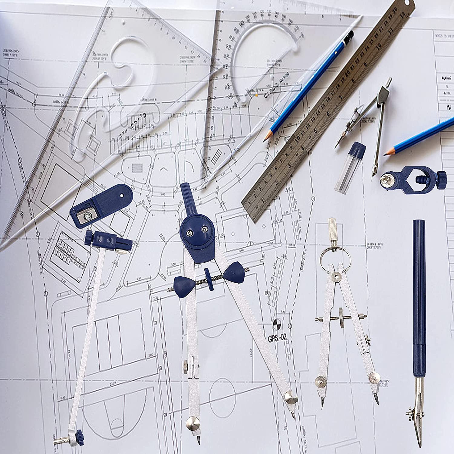Math Geometry Set With Compass - Set di Compassi A46M-9Pc per Geometria,
